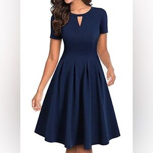 NWT Size L YATHON Women's Flared A-Line Swing Casual Party Dress Pockets